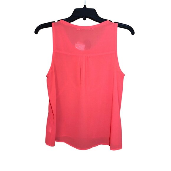 Chloe K Women's Size Small Blouse Sleeveless Sheer Button Front Coral New - Picture 2 of 12